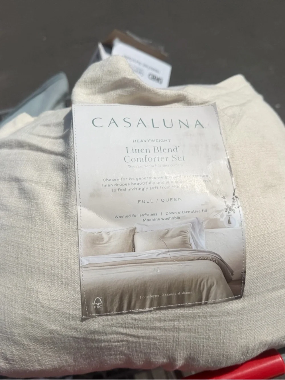 Casaluna Linen-Blend Comforter Set - Soft Cream queen new. 3 piece